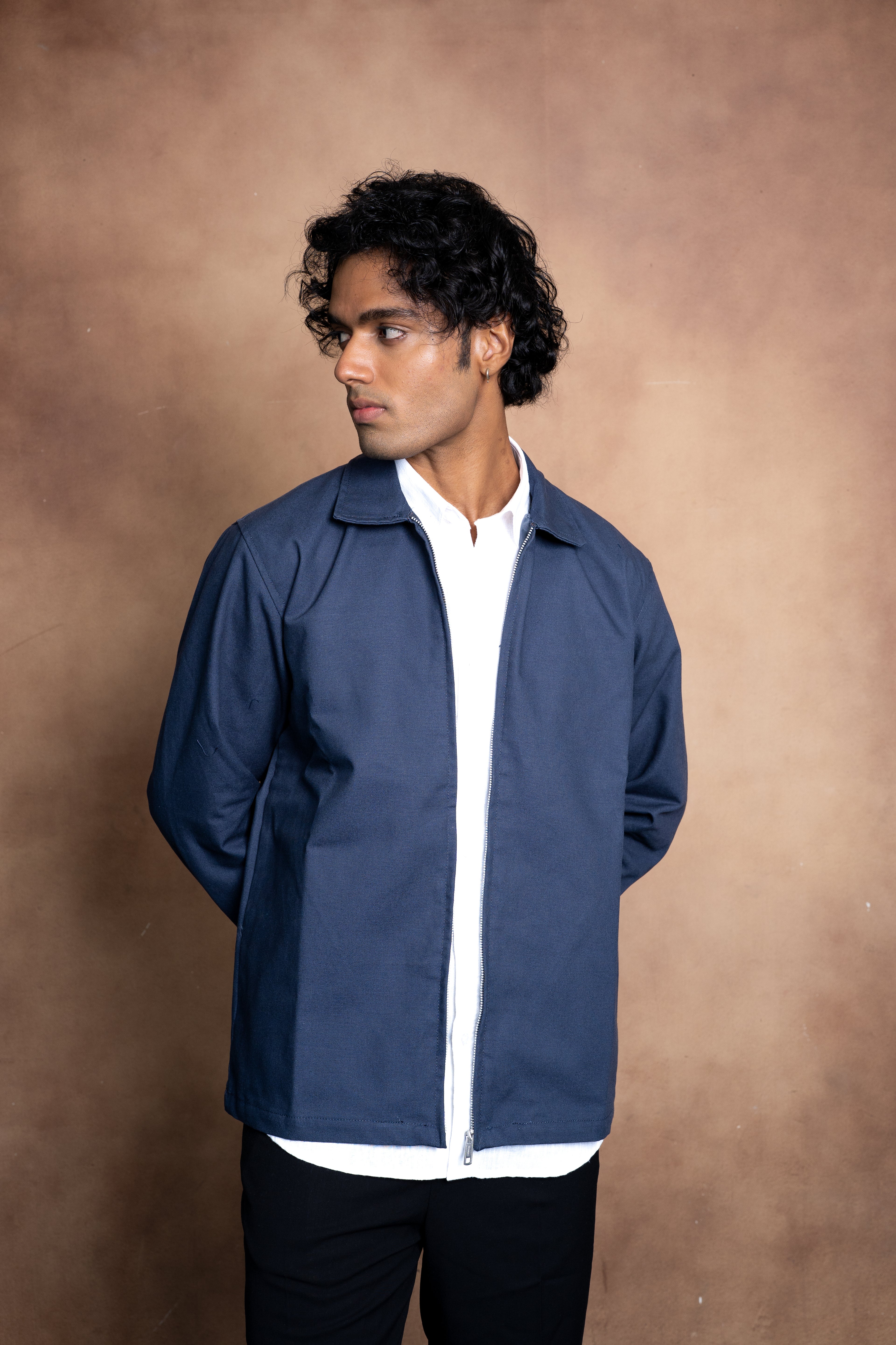 Essential Zip Jacket- Steel Blue