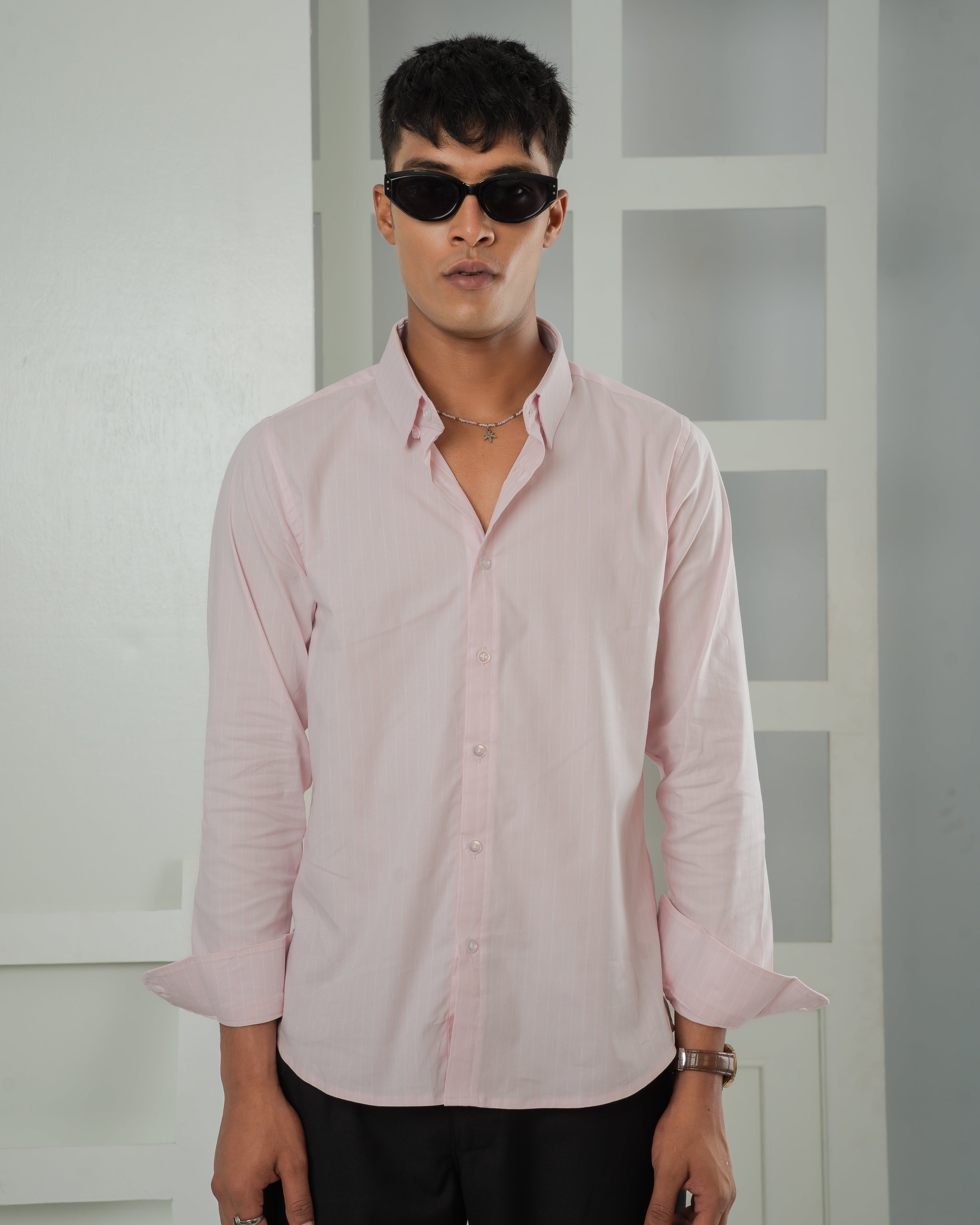 Riviera Stripe Shirt - Dusty Pink