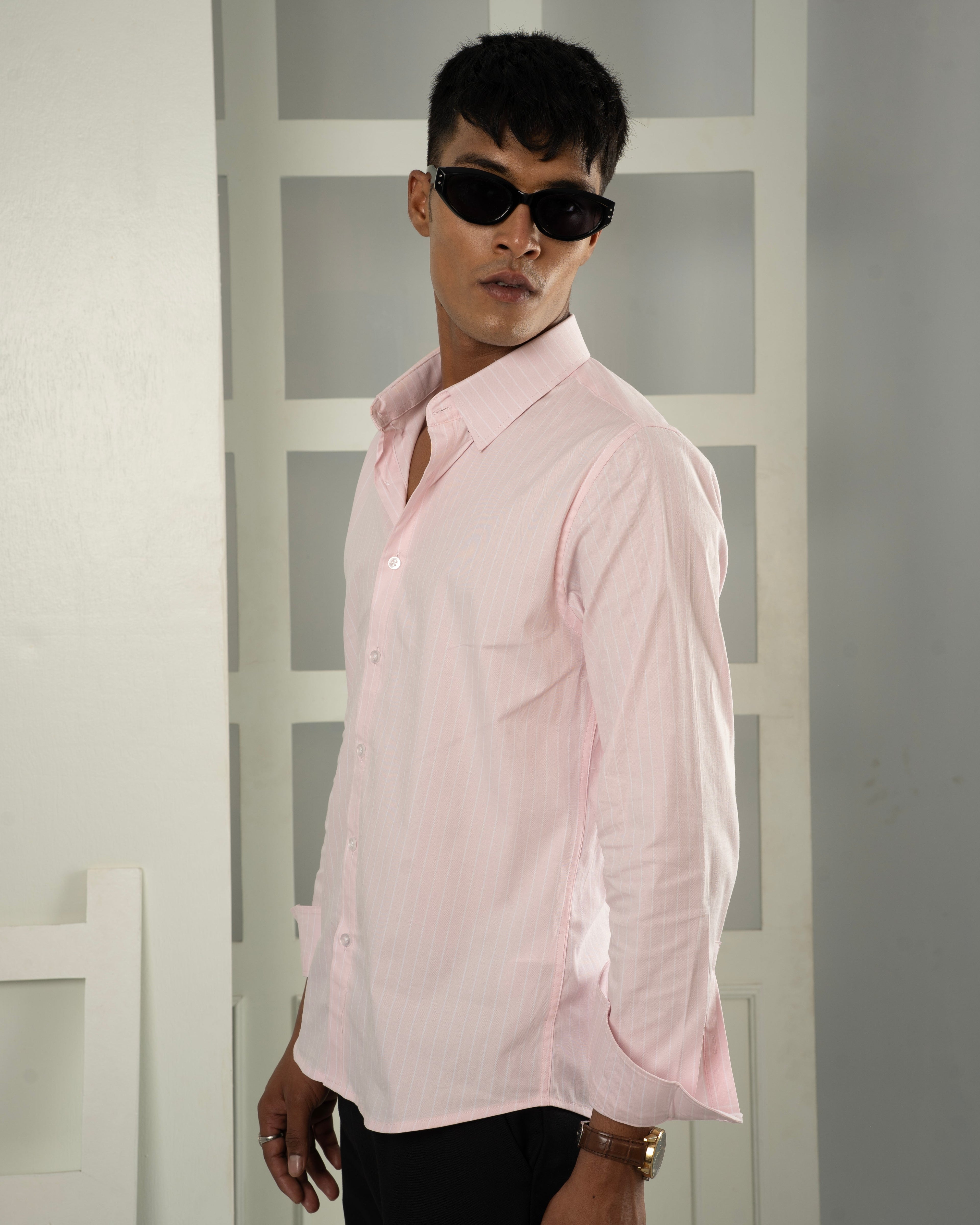 Riviera Stripe Shirt - Dusty Pink