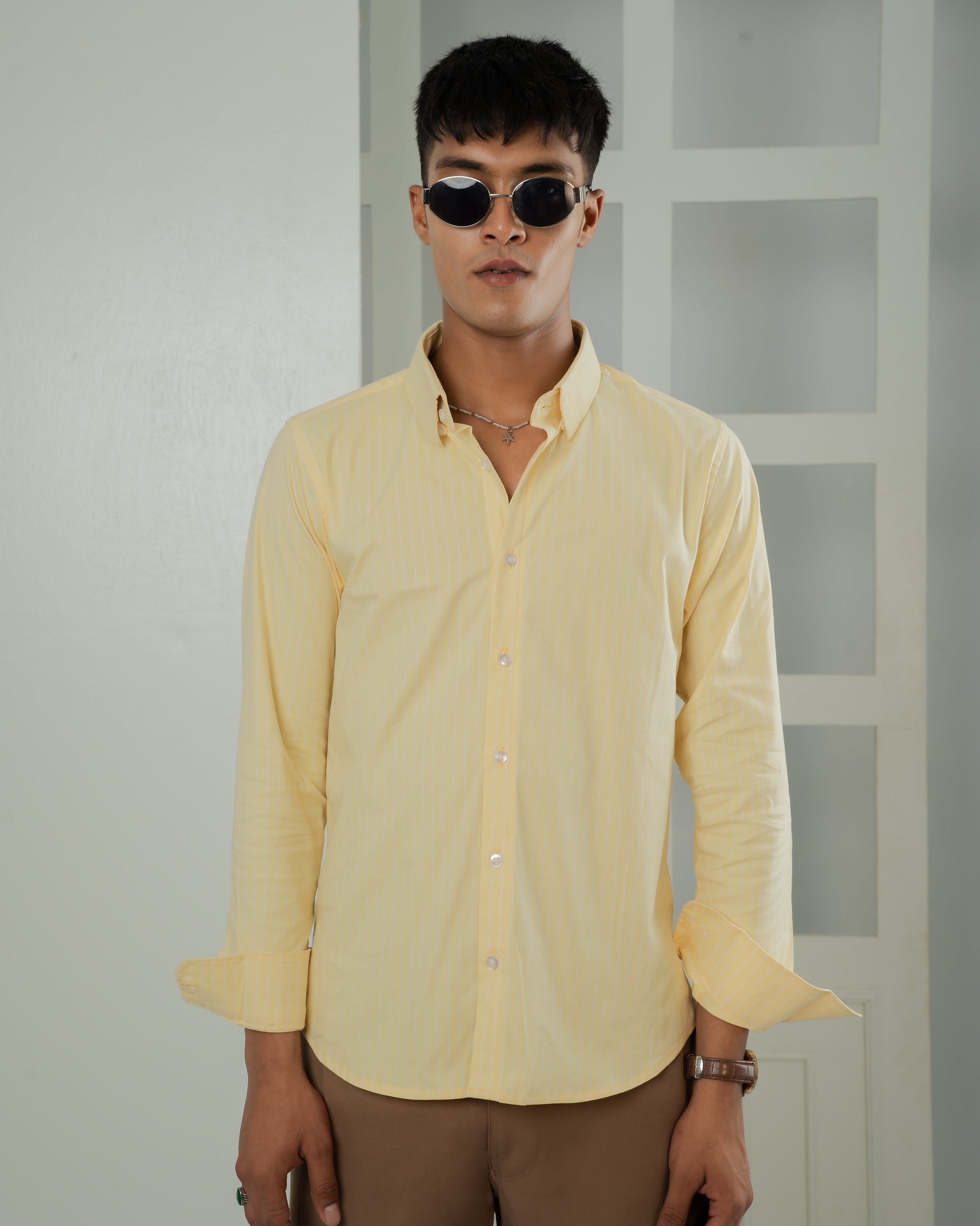 Riviera Stripe Shirt - Butter Yellow