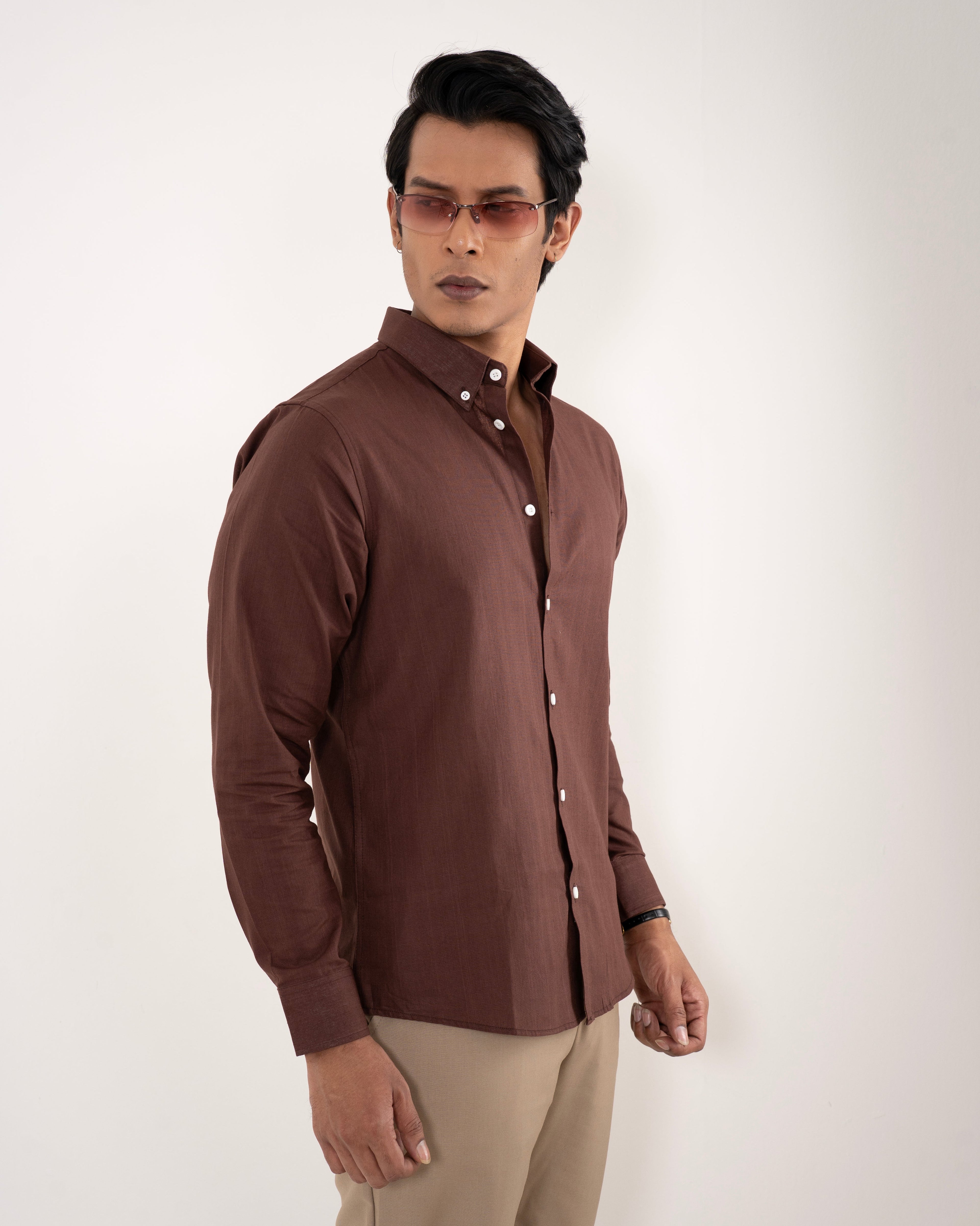 Portofino Linen Shirt - Mocha Brown