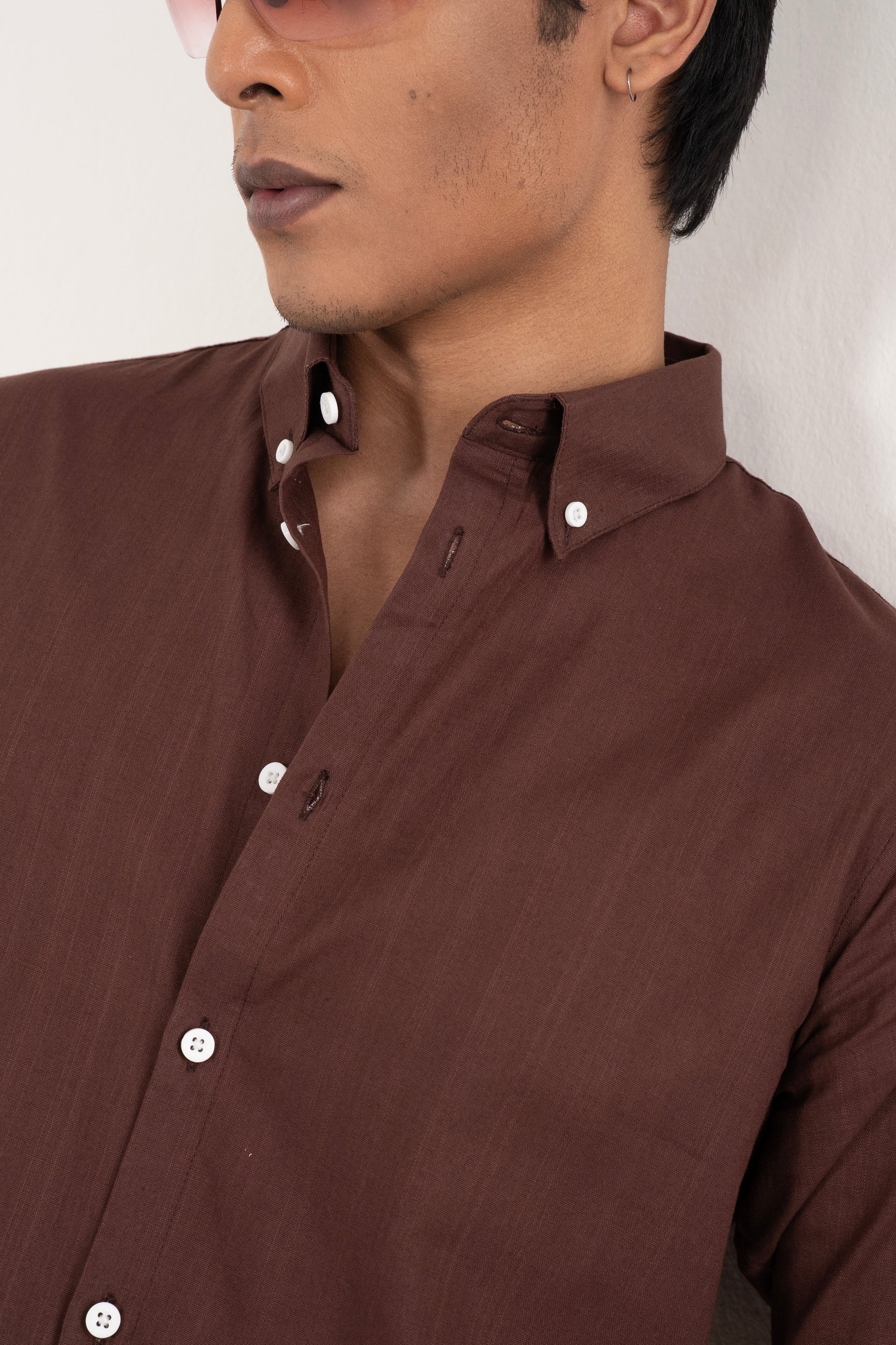 Portofino Linen Shirt - Mocha Brown