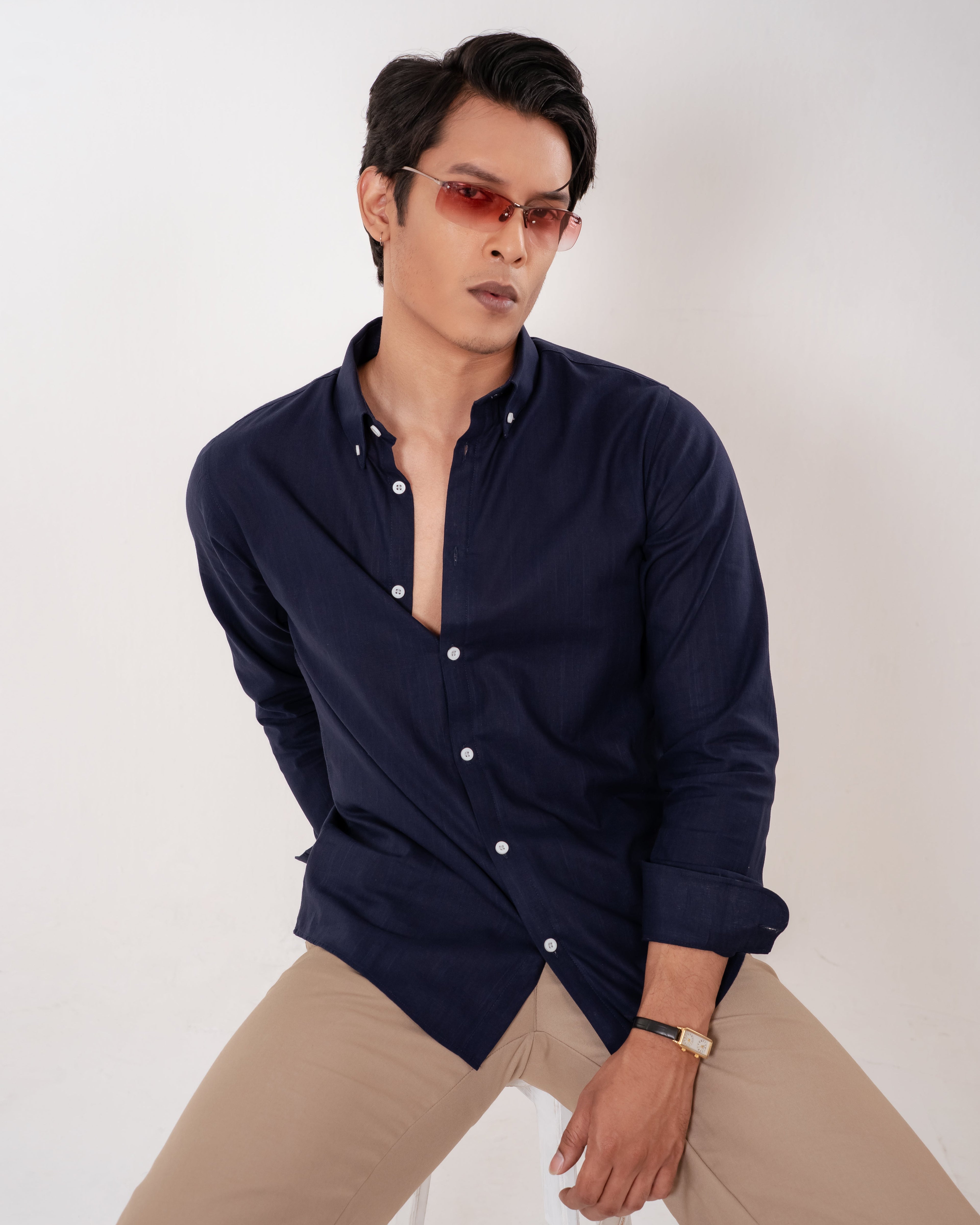 Portofino Linen Shirt - Noir Blue