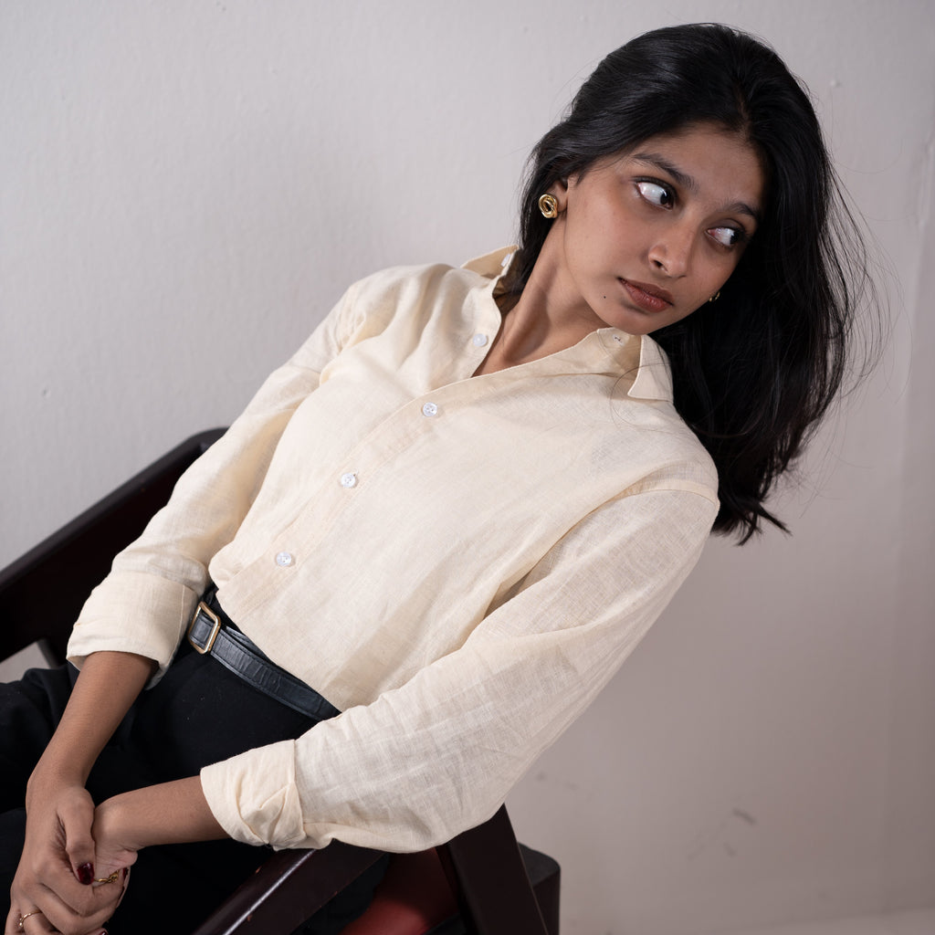 Linen Shirts For Women - Pastel Yellow